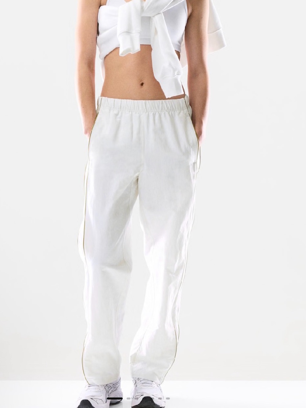 Aritzia Victory Track Pants White and gold